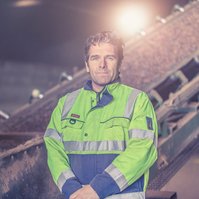 An employee in Amsterdam standing in the warehouse
