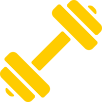 A yellow dumbbell