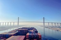 Close up of a ship loaded with containers on the water