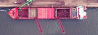 A vessel is unloaded at the port of Hamburg