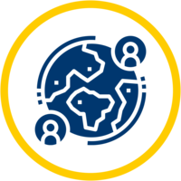 The world as a pictogram, with two circles containing people