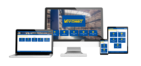 A notebook, a desktop, a mobile phone and a tablet next to each other. V-Connect is opened on them
