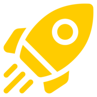 A yellow rocket that's launched into the sky