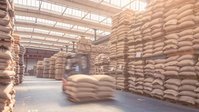 Glimpse into a warehouse with coffee bags