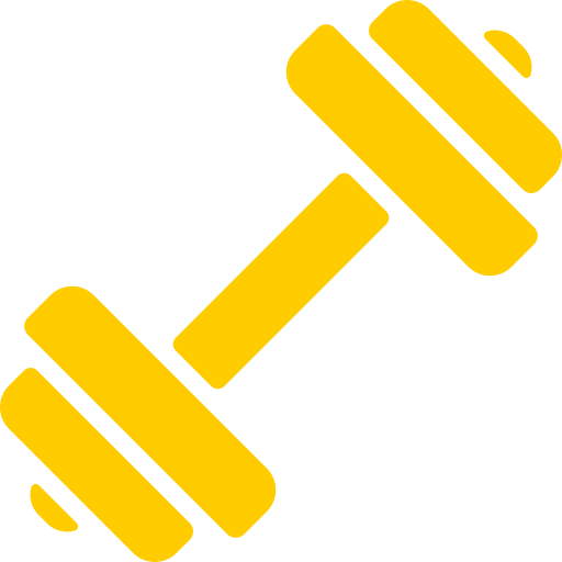 A yellow dumbbell